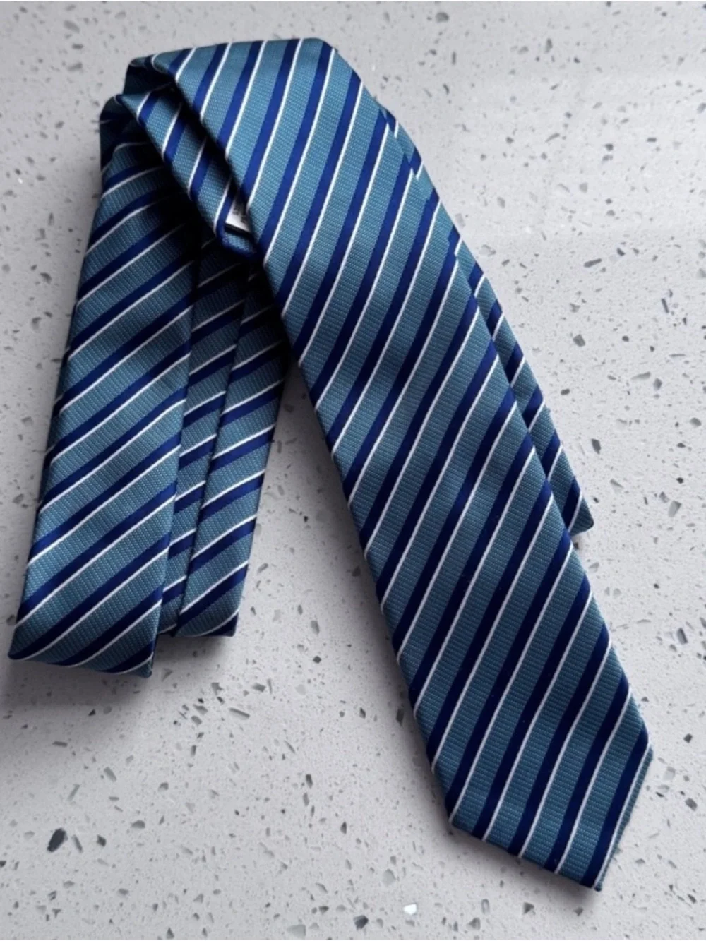 Banana Republic Slim Blue Diagonal Repp Stripe Silk Blend Tie Necktie Like New